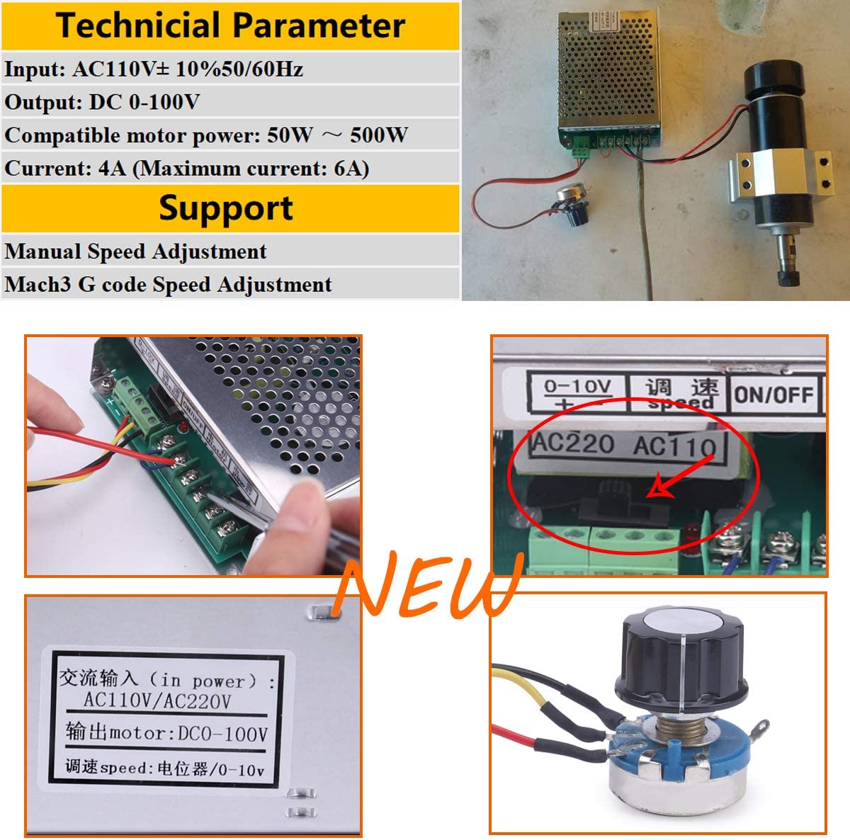 0.5kw المغزل تبريد الهواء 500  - مراجعة Cnc Spindle Motor وسعره